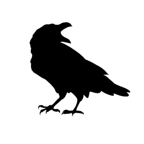 Black raven or crow the silhouette of a ... | Premium Vector #Freepik #vector #raven #crow #eagle-cartoon #rooster Magpie Line Drawing, Screenprinting Workshop, Crow Vector, Raven Silhouette, Eagle Cartoon, Crow Silhouette, Cartoon Rooster, Black Raven, Raven Art