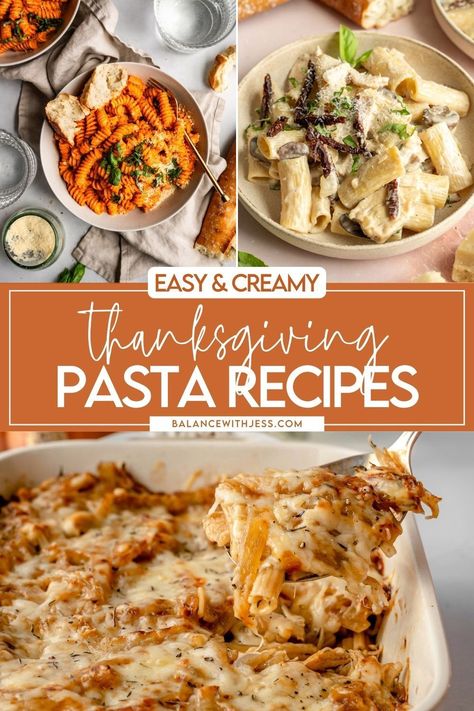 These are the 40 best Thanksgiving pasta dishes! With pesto, baked, cheese, alfredo and red sauce pasta recipes, these Italian dishes are healthy and traditional. Make cold pasta salads as sides or make ahead casseroles for main dishes, and enjoy. Find these Thanksgiving pasta dishes and more easy Thanksgiving dinner recipes on the blog. Pasta Salad For Thanksgiving Dinner, Pasta Salads For Thanksgiving Dinner, Pasta For Thanksgiving Dinner, Make Ahead Pasta Bake, Dishes With Pesto, Make Ahead Pasta Dishes, Thanksgiving Pasta Dishes, Thanksgiving Pasta Recipes, Italian Thanksgiving Dinner