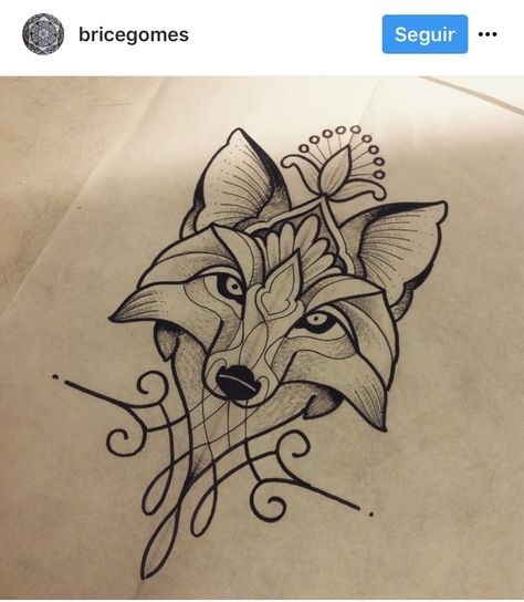 Raposa Fox Mandala Tattoo, India Tattoo, Beautiful Spine Tattoos, Spine Tattoo Ideas, Fox Artwork, Tattoo Signs, Hair Sketch, Fox Tattoo, E Tattoo