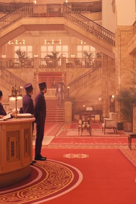 Best On Screen TV Film Interior Inspiration | British Vogue Film Interior, Bioshock Art, Room Box Miniatures, Dark Red Wallpaper, Hotel Plan, Grand Budapest Hotel, Grand Budapest, Haunted Hotel, Vintage Hotels