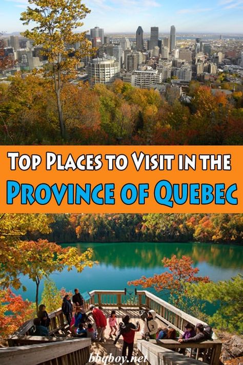 Top Places to Visit in the Province of Quebec. Quebec is best known for historic Quebec City and cosmopolitan Montreal, but what really makes the province special is its nature. Quebec has 47 national parks, all with a varied mix of natural attractions. All about that in this post #bbqboy #Quebec #Canada #travel #guide Levis Quebec Canada, Quebec Travel Guide, Quebec Countryside, Quebec Vacation, Eastern Canada Travel, Travel Quebec, Quebec Travel, Quebec Province, Eastern Townships