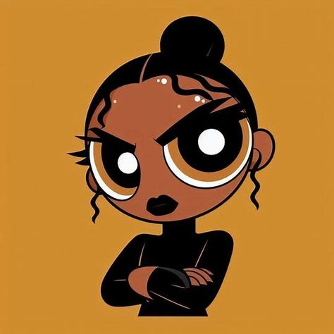 Ig Profile Pic Aesthetic Cartoon, Black Baddie Cartoon, Makeup Profile Picture, Black Cartoon Characters Profile Pic, Aesthetic Baddie Makeup, Power Puff Girls Aesthetic, Black Woman Cartoon, Black Cartoon Profile Pics, Profile Picture Cartoon