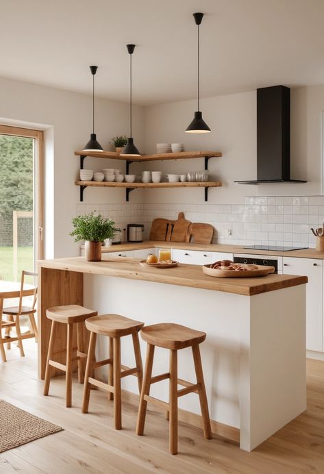 Scandinavian Cabin Kitchen, Modern Scandinavian Cabin, Hygge Kitchen, 50s House, Scandinavian Cabin, Cozy Ideas, Kitchen Goals, Farmhouse Sinks, Cabin Kitchen