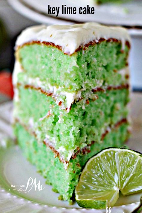 Rich, bright, and fluffy, my Easy Key Lime Cake with Key Lime Cream Cheese Frosting has a tangy lime flavor with decadent cream cheese frosting. It's great for spring and summer special occasions! #cake #layercake #springcake #keylime #lime #frosting #easy #dessert #recipe #creamcheese Key Lime Birthday Cake, Key Lime Cake With Key Lime Cream Cheese Frosting, Keylime Cake Recipe Easy Key Lime Pie, Best Key Lime Cake Recipe, Homemade Key Lime Cake, Keylime Cake Box Recipe, Key Lime Cake With Cream Cheese Frosting, Lime Cake Recipe Easy, Key Lime Cake Recipe From Scratch