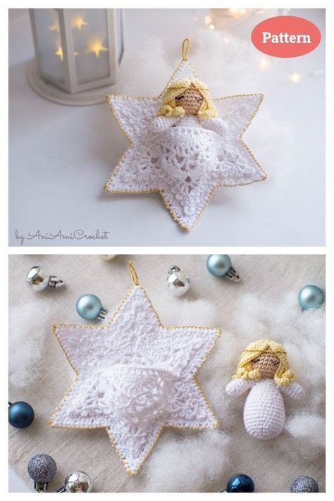 Angel Baby Crochet, Angel Crochet Pattern Free, Autumn Gnomes, Crochet Angel Pattern, Christmas Amigurumi, Crochet Ornament Patterns, Crochet Angels, Crochet Angel, Granny Square Crochet Patterns Free