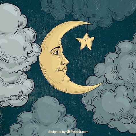 Face Background, Wallpaper Face, Moon Face, Vector Free Download, Moon And Stars, Tapestry Wall, Wall Hangings, Premium Vector, Vector Free