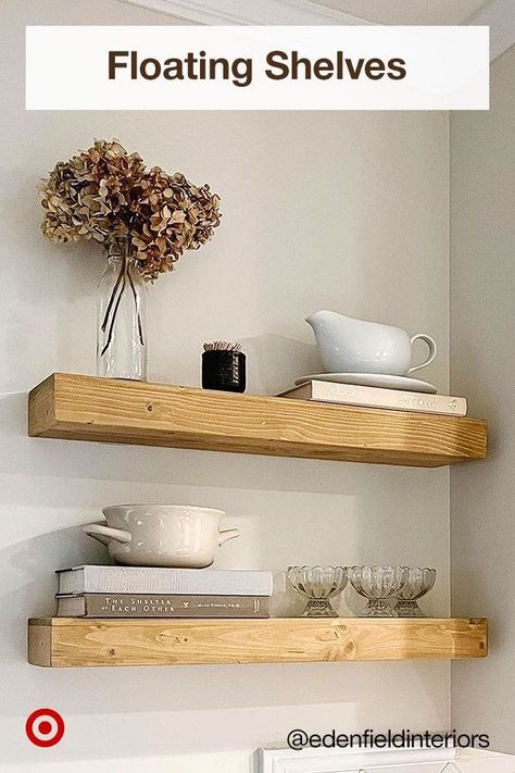 24" x 6" Wood Floating Wall Shelf Pine - Threshold™ in 2022 | Floating shelves living room, Wood floating shelves, Floating shelves Single Wall Shelf Bedroom, Dyi Shelf, Kitchenette Remodel, Shelves On Side Of Kitchen Cabinet, Obx House, Dorm Room Shelves, Rose Bathroom, Refurbished Items, Sf House