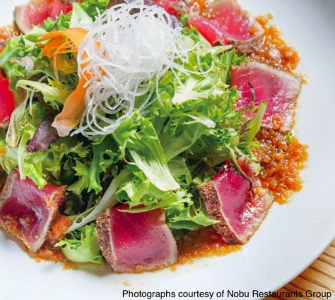 Sashimi Salad Recipe, Nobu Recipes, Nobu Recipe, Sashimi Salad, Tuna Fillet, Poke Bowls, Fresh Tuna, Dressing Recipes, Supper Club