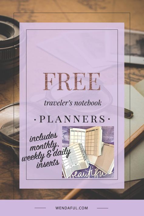 Free Traveler's Notebook Inserts Printables (Monthly, Weekly & Daily Planners) | Wendaful Bullet Journal Calendar, Diy Travelers Notebook, December Bullet Journal, Journal Calendar, Free Notebook, Daily Weekly Planner, Traveler Notebook Inserts, Daily Planners, Midori Travelers Notebook