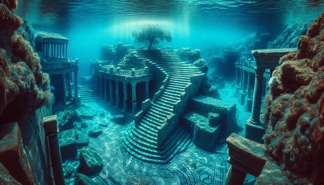 The Enigmatic Sunken City Of Kekova Underwater City Ruins, Sunken Ruins, Candela Obscura, Bible Evidence, Underwater Ruins, Sunken Ships, Sunken Treasure, Biblical Paintings, Sunken City