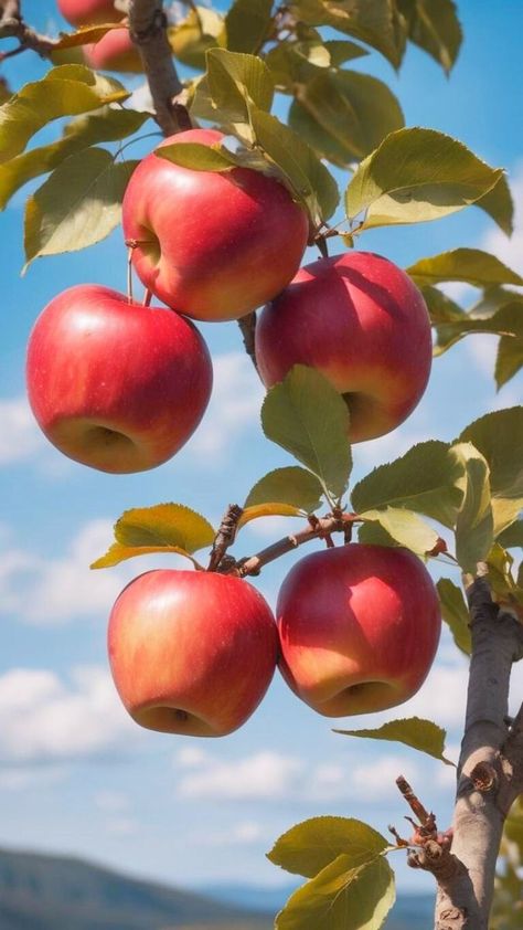 Fruit On Tree Photography, Fruits And Vegetables Pictures, Fruit Art Drawings, Apple Picture, Vegetable Pictures, Growing Fruit Trees, Unique Fruit, Forest Fruits, Fruits Photos