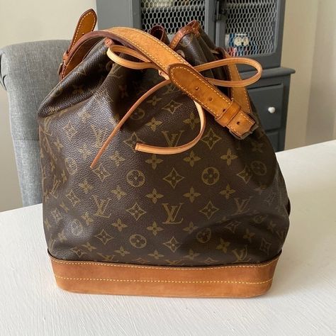 Louis Vuitton Noe Monogram Gm A Beautiful Vintage Bucket Bag! Condition: Discoloration, Watermarks, Wear And Scuffing, To All Trim, Handles, Corners & Bottom. Minor Cracking In The Leather Trim & Corners From Use And It's Age. Most Of The Cracks Have Been Repaired With Leather Adhesive And Dye To Prolong Its Durability And Life. No Tears Or Stains. She's Been Cleaned, Conditioned! Lv Monogram Canvas & Vachetta Look Beautiful. Bucket Bag Drawstring & Cinch Is Brand New! Lv Strap Is Beautiful & Ad Lv Bucket Bag, Lv Multi Pochette, Louis Vuitton Mm, Louis Vuitton Dust Bag, Vintage Bucket, Louis Vuitton Artsy, Louis Vuitton Crossbody, Monogram Handbag, Louis Vuitton Wallet