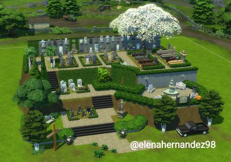 Cemetery sims4 #sims4build #sims4cemetery #sims4graveyard #sims4tombs #sims4building #sims4halloween #sims4spooky Sims 4 Graveyard, Casas The Sims 4, Sims 4 Build, Sims 4 Houses, Graveyard, Cemetery, Sims 4, Halloween, Building