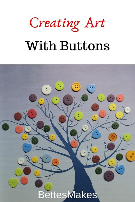 Creating Button Art Art With Buttons, College Diy Crafts, Button Art On Canvas, Button Art Projects, Crafts For The Home, Crafts For Adults Diy, Learning Crafts, Diy Crafts For The Home, Button Tree