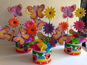 DECORACIONES INFANTILES: mariposas y flores Butterfly Centerpieces, Candy Theme Birthday Party, Candy Gift Baskets, Horse Birthday Parties, Butterfly Birthday Party, Candy Theme, Candy Land Theme, Butterfly Party, Butterfly Theme