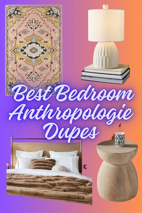 Anthropologie Dupes for your bedroom like rug, nightstand, dresser, and pillows Interior Design High Ceiling, Taryn Aesthetic, Anthropologie Furniture, Anthro Style, Walls Decor, Home Minimalist, Luxurious Bedding, Anthropologie Inspired, Anthropologie Home