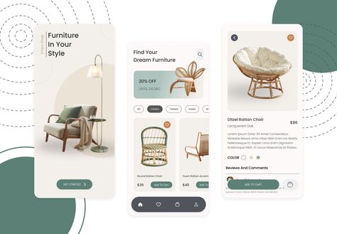 Ecommerce Mobile App Design, Furniture App Design, Habbo Hotel, Mobile App Ui Design, Ui Design Mobile, Mobile App Design Inspiration, Dream Furniture, Splash Screen, Daily Ui