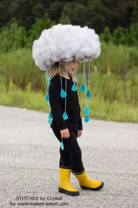 Make a Quick & Easy RAIN CLOUD COSTUME...for all ages! | Make It & Love It Rain Cloud Costume, Diy Halloween Dress, Easy Homemade Halloween Costumes, Halloween Dress Up Ideas, Costumes Faciles, Cloud Costume, Diy Costumes Kids Boys, Diy Fantasia, Halloween Costume Couple