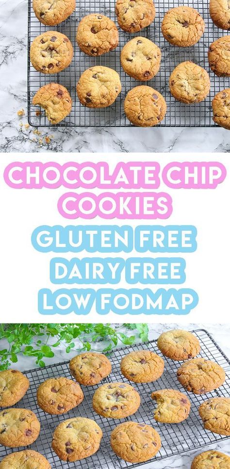 Lowfood Map, Gluten Free Choc Chip Cookies, Freezer Baking, Gluten Free Chocolate Chip Cookies Recipe, Fodmap Baking, Choc Chip Cookie Recipe, Fodmap Desserts, Dairy Free Cookie Recipe, Fodmap Food