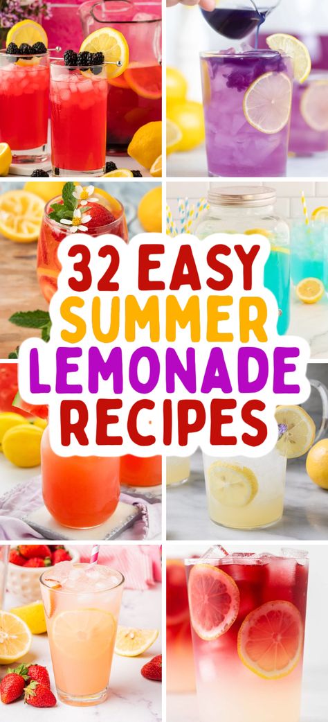 Best Lemonade Recipes – Here’s a list of the best homemade lemonade recipes for a delicious and refreshing summer season! You will love these quick and easy lemonade recipes that are sure to be a hit at any summer BBQ! Summer drinks, iced tea lemonade, easy lemonade, homemade lemonade, strawberry lemonade, vodka lemonade, lemonade cocktails, summer cocktails, easy summer cocktails. Lemonade Ideas Parties, Lemon Lime Lemonade, Quenchers Summer Drinks, Refreshing Lemonade Drinks, Dispenser Drinks Recipes, Monin Lemonade Recipe, Recipes For Lemonade, Lemonade Add Ins, Mixed Berry Lemonade