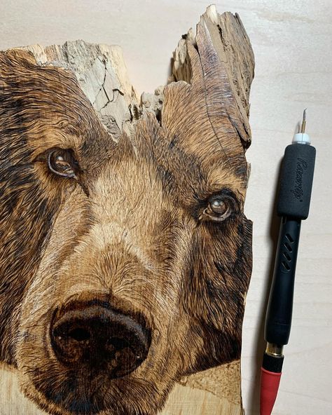 ➡️ swipe to the left to see the finished pyrography artwork “The Guardian” from different angles. #grizzlybear #woodart #woodenartwork #bearart #artworkoftheday #teddybear #pyrography #pyrographyart graphy Wooden Artwork, Pyrography Art, Wood Burning Patterns, Carving Art, Wood Burning Art, Wood Burner, Different Angles, Bear Art, Horse Hair