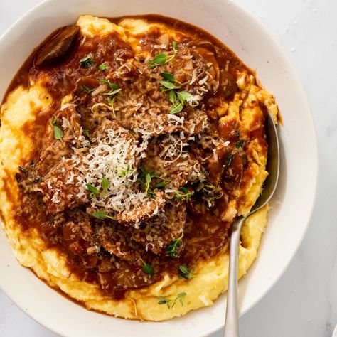 Mushroom Lentil Stew, Disney Meals, Ragout Recipe, Mushroom Ragout, Mushroom Dishes, Mushroom Polenta, Mushroom Ragu, Polenta Recipes, Creamy Polenta