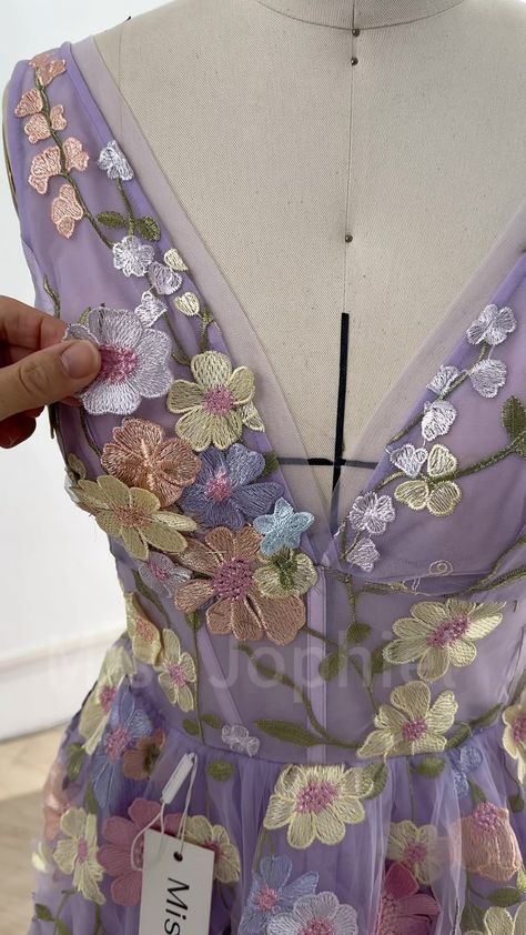 Making a corset v neck floral embroidery long lavender dress #dress #promdresses #gown #fashion #fashionblogger #fashionstyle #hautecouture… | Instagram Long Lavender Dress, Making A Corset, Dress Draping, Prom Dress Trends, Gown Fashion, Lavender Dress, 2024 Prom, Floral Corset, Neck Embroidery