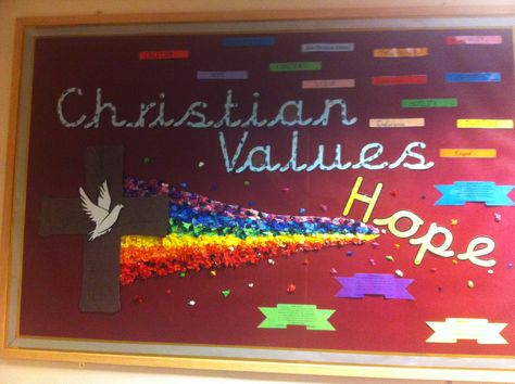 School Christian values Christian Displays School, Values Art, School Values, User Ideas, Christian Bulletin Boards, School Entrance, Christian Values, Products I Love, Display Boards