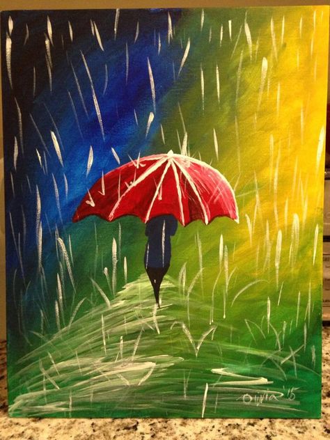 Walk in the rain painting Sketch Beautiful, Walk In The Rain, Season Art, Fanart Sketch, Drawing Love, Rain Painting, Easy Acrylic Painting, Umbrella Art, Nature Music