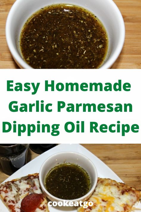 This Homemade Garlic Parmesan Dipping Oil is amazing for dipping pizzas in and breads! Plus since you make it at home it's a fraction the cost of buying it! via @CookEatGo Pizza Oil, Garlic Dipping Oil, Bread Dipping Sauce, Bread Dips, Dipping Oil Recipe, Bread Dipping Oil, Bread Dipping, Pizza Dip, Dipping Oil