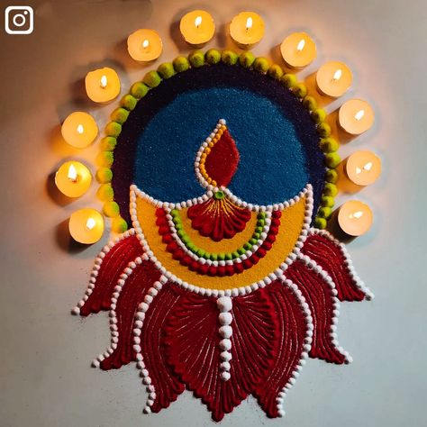 Rangoli Design For Dhanteras, Happy Dhanteras Rangoli, Dhanteras Rangoli Design, Easy Rangoli Designs For Beginners, Dhanteras Rangoli, Rangoli Idea, Rangoli Designs For Beginners, Rangoli Images, Simple Flower Rangoli