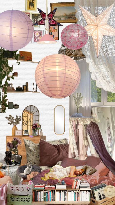 #bedroom #bedroominspo #room #roominspo #pinkroom #girlhood Shuffle Room Ideas, Audrey Core, Esthetic House, Design My Room, Pink Lanterns, Future Apartment Decor, Dorm Room Inspiration, Cute Bedroom Decor, Aesthetic Rooms