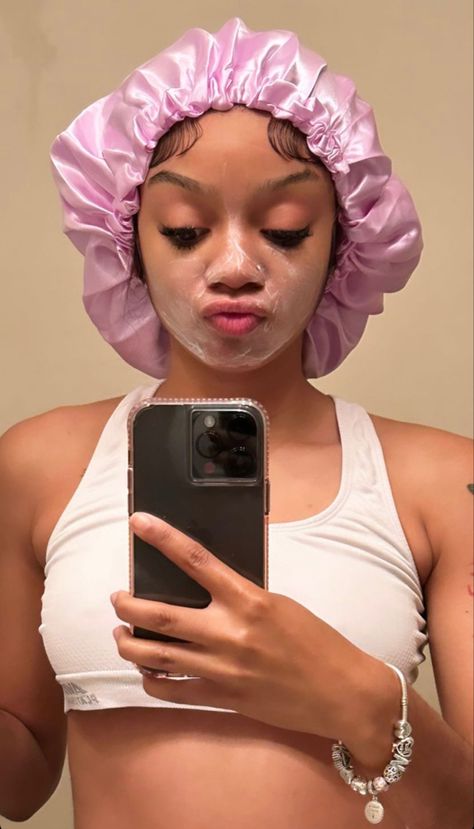 Pink Bonnet Aesthetic, Bonnet Aesthetic, Pink Bonnet, Face Card, Fashion Statements, Hair Inspiration Color, Women Hairstyles, Aesthetic Hair, Black Women Hairstyles