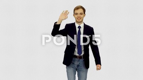 Good looking student guy waving hello while walking, alpha channel Stock Footage #AD ,#guy#waving#student#Good Guy Waving, Alpha Channel, Model Release, Business Person, Video Footage, Photo Illustration, Well Dressed, Business Man, Stock Video