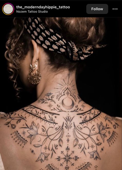 Tato Mandala, Tato Minimal, Hippie Tattoo, Upper Back Tattoos, Boho Tattoos, Beautiful Flower Tattoos, Spine Tattoos For Women, Spiritual Tattoos, Back Tattoo Women