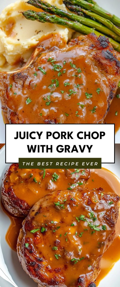 Image for Juicy Pork Chop with Gravy Pork Chop Recipes Gravy, Cajun Pork Chops And Gravy, Pork Chops Sauce, Pork Chop Gravy, Slow Cook Pork Chops, Spicy Pork Chops, Pork Chop Sauce, Red Gravy, Pork Chops And Rice