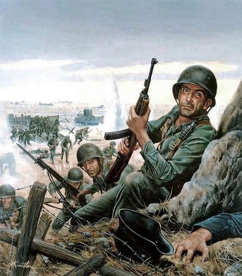 Art illustration - World War II Military Illustration, Ww2 Soldiers, Military Drawings, Military Artwork, Combat Art, Pulp Art, Lukisan Cat Air, American Soldiers, Arte Inspo