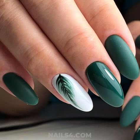 September Nail Colors / #fall #september #handsome #precious #ideas #nails Gorgeous & Cutie Gel Manicure Nails September, Tropical Nail Art, White Gel Nails, Dark Green Nails, Green Nail Art, Tropical Nails, September Nails, Green Nail Designs, Nails Green