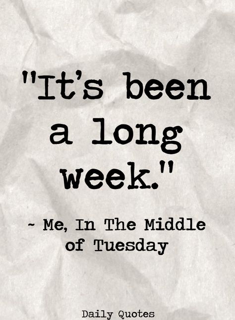 "It's been a long week". Me, in the middle of Tuesday Its Been A Long Week, The Gift Of Prophecy, Workplace Humor, Self Inspirational Quotes, Funny Captions, Thought Of The Day, English Quotes, Happy Thoughts, Good Thoughts