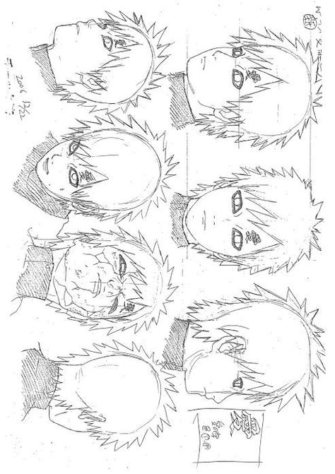 Gaara Character Design, Naruto Style Drawing, Naruto Poses Reference, Naruto Art Style, Naruto Concept Art, Naruto Reference, Gaara Manga, Masashi Kishimoto Art, Character Reference Sheet