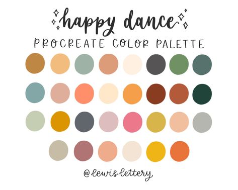 Happy Dance Procreate Color Palette Procreate tools iPad | Etsy Botanical Color Palette, Lettering Graphic Design, Procreate Color Palettes, Floral Palette, Birth Colors, Procreate Color Palette, Bright Boho, Ipad Lettering, Boho Aesthetic