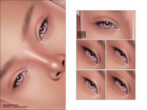 Sims 4 Eyelid Overlay, Sims 4 Eyelids Cc, Sims 4 Eyelids, Ts4 Skin, Make Up Shadow, Makeup Cc, Pelo Sims, Skin Details, Sims 4 Cc Makeup