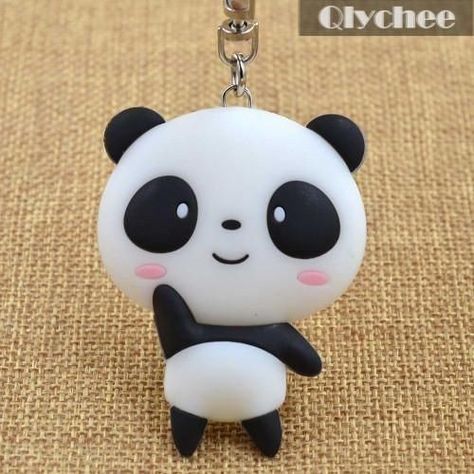 Panda With Clay, Mouldit Art, Clay Panda, Fimo Kawaii, Crea Fimo, Cute Panda Cartoon, Panda Cartoon, Cartoon Keychain, Polymer Clay Fairy