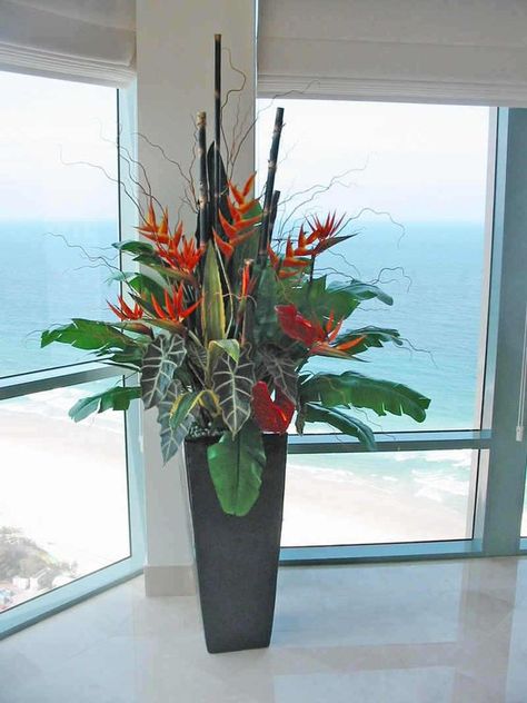 Large Arrangement, Arreglos Ikebana, Tropical Floral Arrangements, Tropical Flower Arrangements, Large Floral Arrangements, Large Flower Arrangements, Artificial Floral Arrangements, Church Flower Arrangements, Table Large