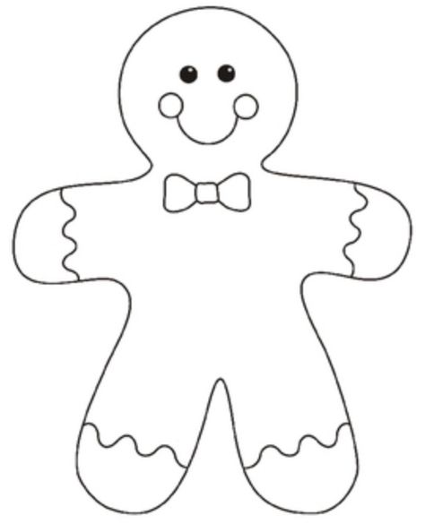 Gingerbread Outline Printable, Snowman Printables Free Templates, Christmas Shapes Templates, Christmas Applique Templates, Gingerbread Cutouts, Gingerbread Man Pattern, Gingerbread Pattern, Fargelegging For Barn, Christmas Shapes