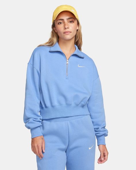 Nike Sportswear Phoenix Fleece Women's 1/2-Zip Cropped Sweatshirt. Nike.com Nike Sportswear Phoenix Fleece, Nike Half Zip, Womens Matching Sets, Sweatshirt Nike, Nike Sportswear Women, Luxury Loungewear, Nike Pro Women, Matching Sets Outfit, Loungewear Luxury