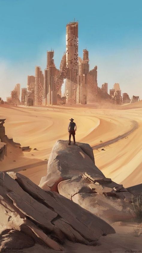 Post Apocalyptic Desert Art, Post Apocalyptic Desert City, Post Apocalyptic Aesthetic Desert, Desert Dystopia Aesthetic, Desert Apocalypse Aesthetic, Desertpunk Aesthetic, Distopian Desert, Desert Post Apocalyptic, Ruined City Art