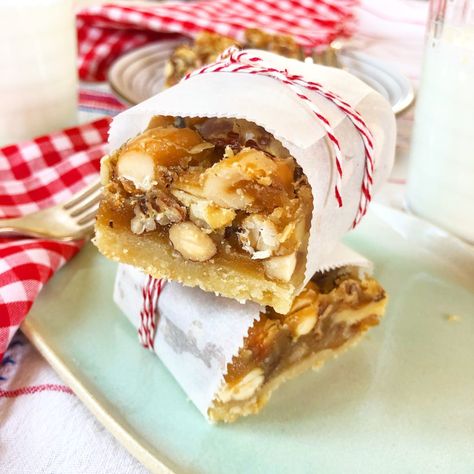 Chewy Old-Fashioned Nut Bars - Sinkology 4 Ingredient Cookies, Nut Bars, Salted Nuts, Nut Bar, Vintage Dessert, Cookie Icing, Dessert Bar, Lemon Bars, Glass Baking Dish