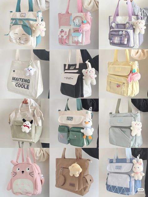 Bags School Aesthetic, Girly Backpacks, Tas Laptop, Cute School Bags, Cute Stationary School Supplies, Stylish School Bags, School Bag Essentials, Cute School Stationary, Kawaii Bags