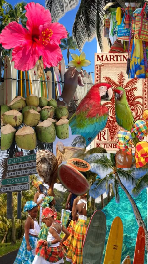 Caribbean Mood Board, Tropical Vision Board, Martinique Aesthetic, Guadeloupe Aesthetic, Carribean Culture, Martinique Island, Caribbean Aesthetic, French Caribbean, Moon Board